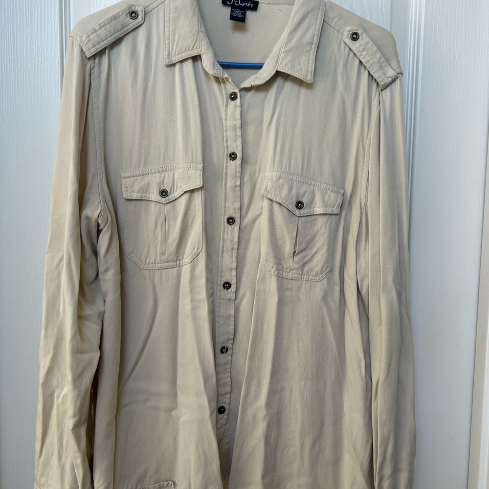 Women’s Beige Button up Long sleeve shirt